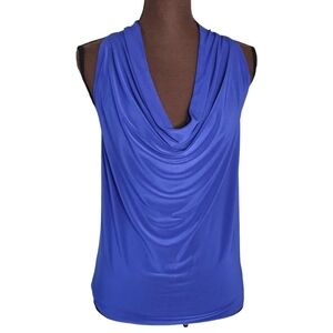 Express Women Royal Blue Blouse Size XS Scoop Neckline Sleeveless Ra…
